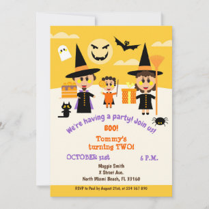 Baby boy second birthday Halloween Party Invitation