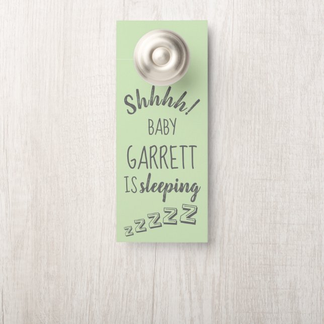 Baby Boy Shhh Sleeping Green Door Hanger (On Knob)