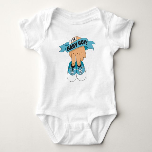 Baby Boy Shoe Banner – A Cute and Classic Welcome  Baby Bodysuit (Front)