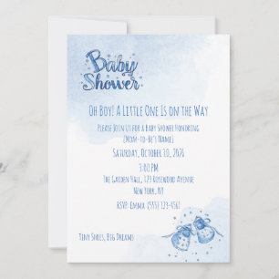 Baby Boy Shoes Baby Shower Invitation Blue Water