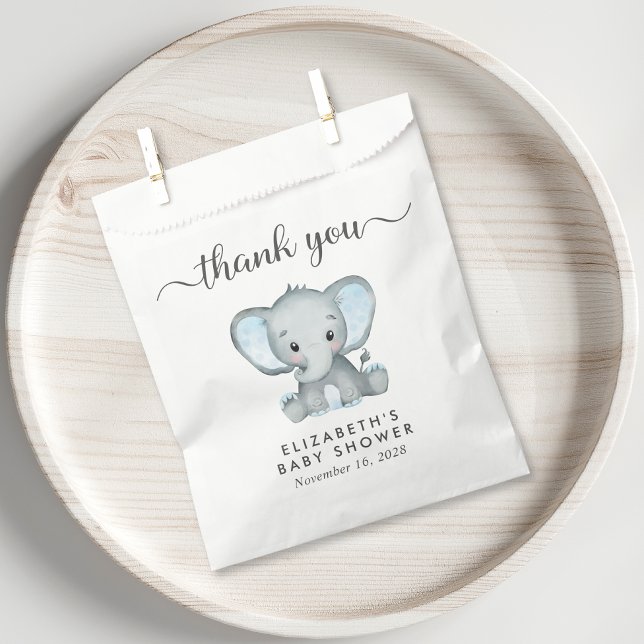 Baby Boy Shower Blue Elephant Thank You Favour Bag (Creator Uploaded)
