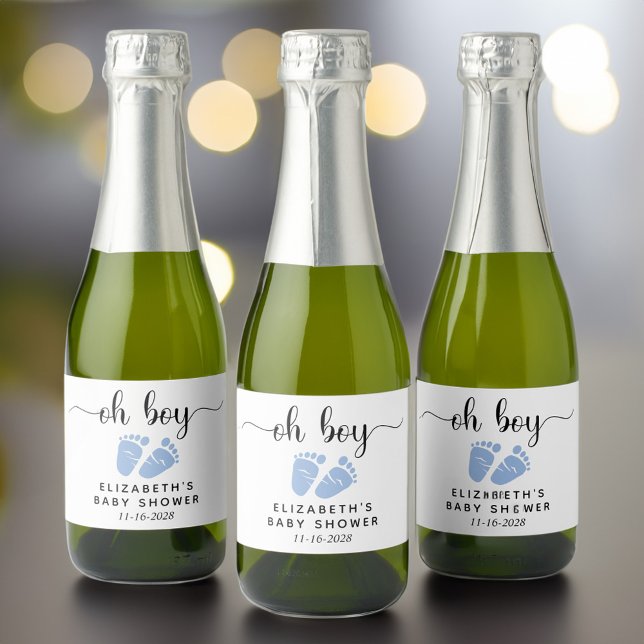 Baby Boy Shower Blue Feet Sparkling Wine Label (Creator Uploaded)