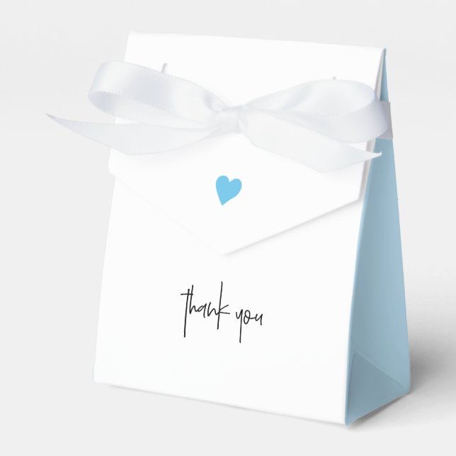 Baby Boy Shower Blue Heart Ribbon Thank You Favour Box (Front Side)