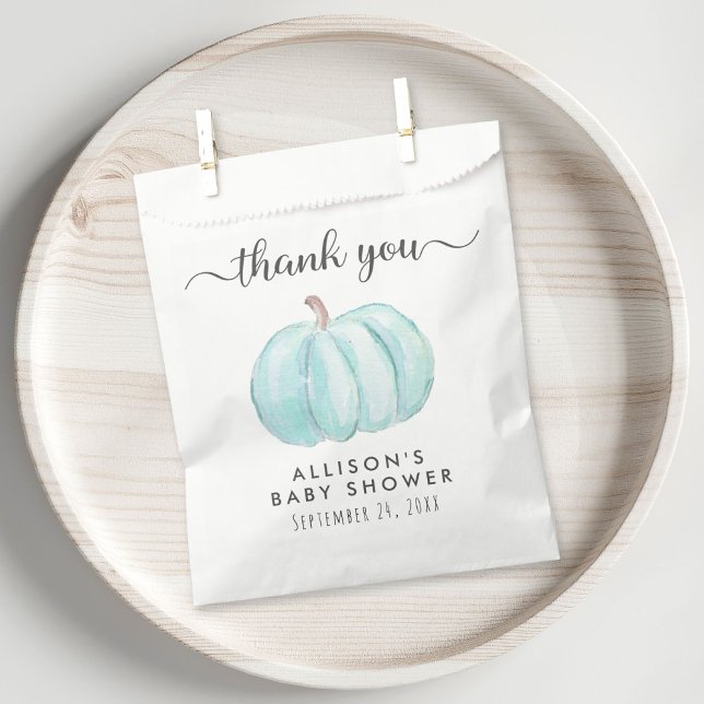 Baby Boy Shower Blue Pumpkin Thank You Favour Bag (Creator Uploaded)