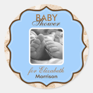 Baby Boy Shower Classic Round Sticker