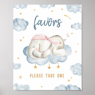Baby Boy Shower Favours Poster Sign - Elephant