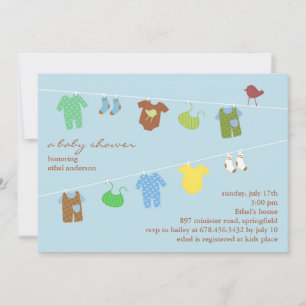 Baby Boy Shower Flat Invitation