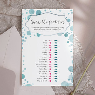 Baby Boy Shower Game Guess Features, Baby Trait