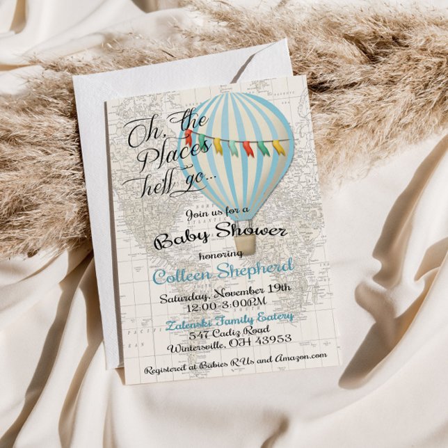 Baby Boy Shower Hot Air Balloon Invitation (Creator Uploaded)