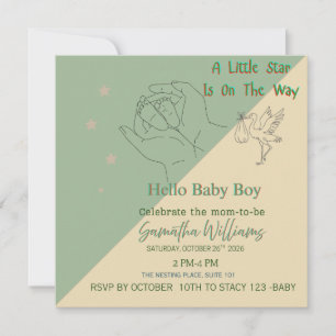 Baby Boy Shower Invitation Hello Baby Editable B
