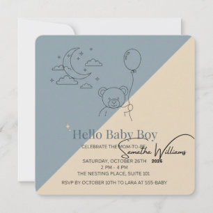  Baby Boy Shower Invitation   Modern Pastel Custom