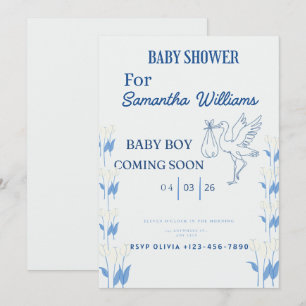 Baby Boy Shower Invitation Soft Blue Customizabl