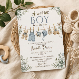 Baby boy shower invitation template