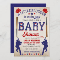 Baby Boy Shower Invitation, Vintage Baseball