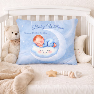 Baby Boy Shower Invite Moonlight Stars Watercolor Decorative Cushion