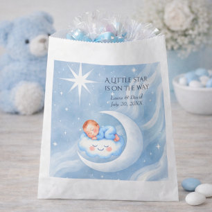 Baby Boy Shower Invite Moonlight Stars Watercolor Favour Bag