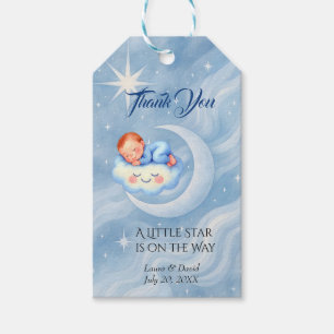 Baby Boy Shower Invite Moonlight Stars Watercolor Gift Tags