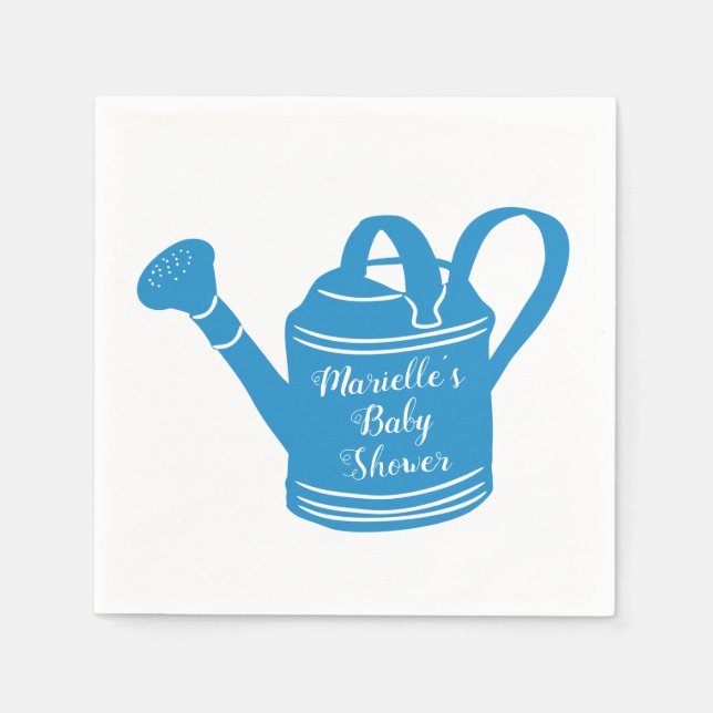 Baby Boy Shower Personalised Message Watering Can Napkin (Front)