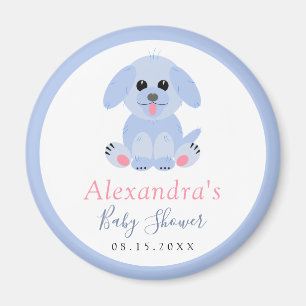 Baby Boy Shower Personalised Puppy Blue Magnet