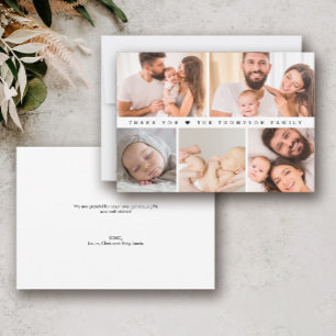 Baby Boy Shower Photo Collage Simple Thank You Card