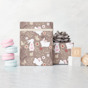 Baby Boy Shower Rabbits on Brown Wrapping Paper