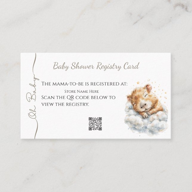 Baby Boy Shower • Registry Card • Capybara (Front)