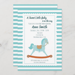 Baby boy Shower rocking horse Invitation