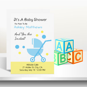 Baby Boy Shower Stroller Invitation
