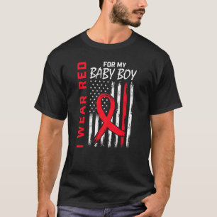 Baby Boy Son Heart Disease Awareness US Flag Match T-Shirt