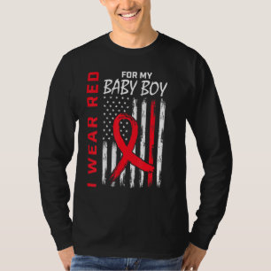 Baby Boy Son Heart Disease Awareness US Flag Match T-Shirt