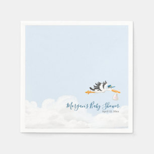 Baby Boy "Special Delivery" Stork Baby Shower Napkin