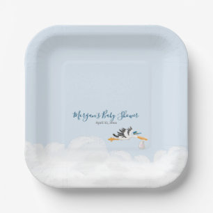 Baby Boy "Special Delivery" Stork Baby Shower Paper Plate