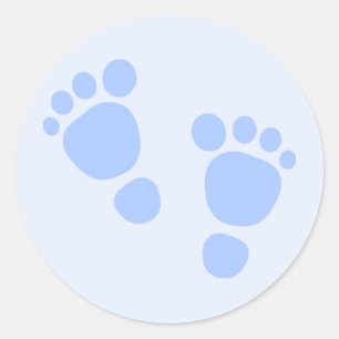 Baby Boy Sticker, Blue Feet Classic Round Sticker