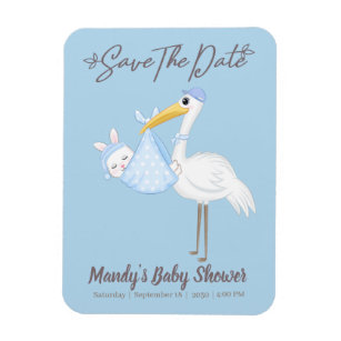 Baby Boy Stork Blue Shower  Save the Date Magnet