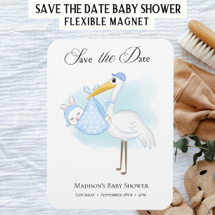 Baby Boy Stork Blue Shower  Save the Date Magnet