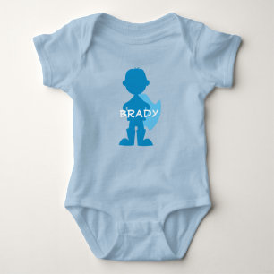 Baby Boy Superhero Blue Silhouette Personalised Baby Bodysuit