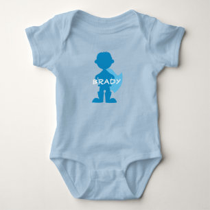 Baby Boy Superhero Blue Silhouette Personalised Bodysuit