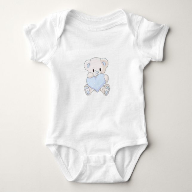 Baby boy t-shirt with bear print baby bodysuit (Front)