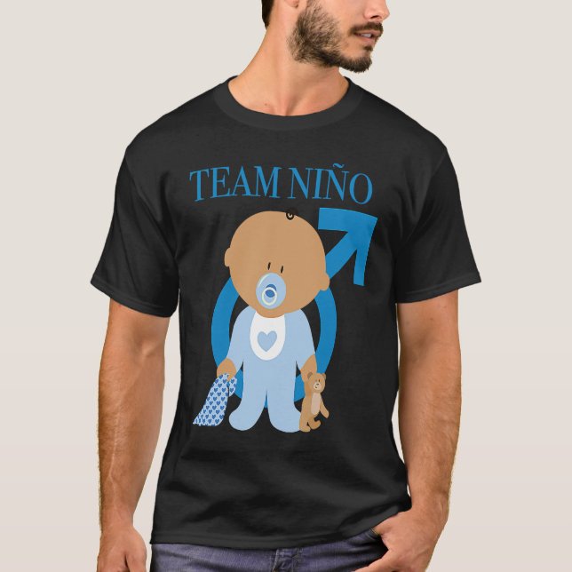Baby Boy Team Niño Gender Reveal T-Shirt (Front)