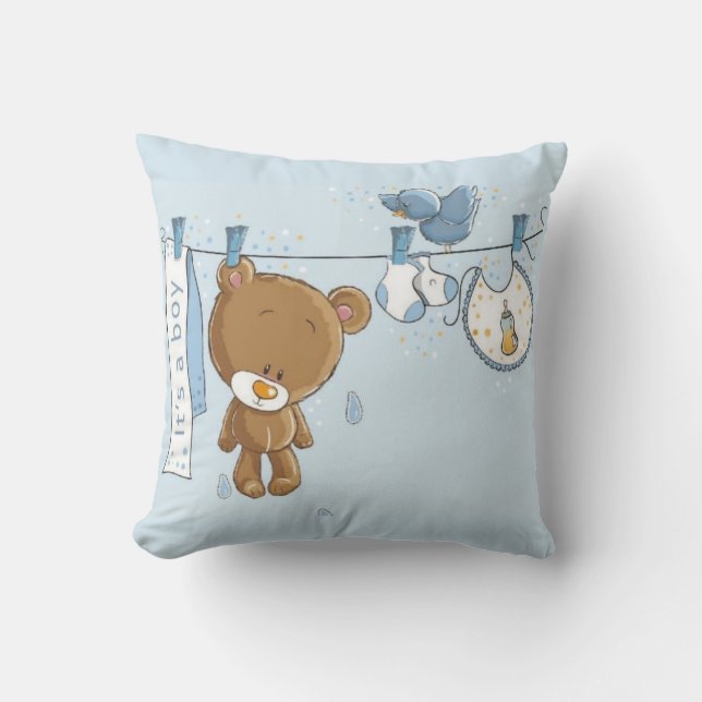 Baby Boy Teddy Bear Baby  Cushion (Front)