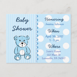 Baby Boy Teddy Bear Baby Shower Invitation