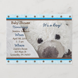 Baby Boy Teddy Bear Baby Shower Invitation Postcard