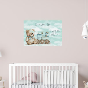 Baby Boy Teddy Bear Basket of Toys  Poster
