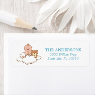 Baby Boy Teddy Bear Cloud Return Addressr Address Label