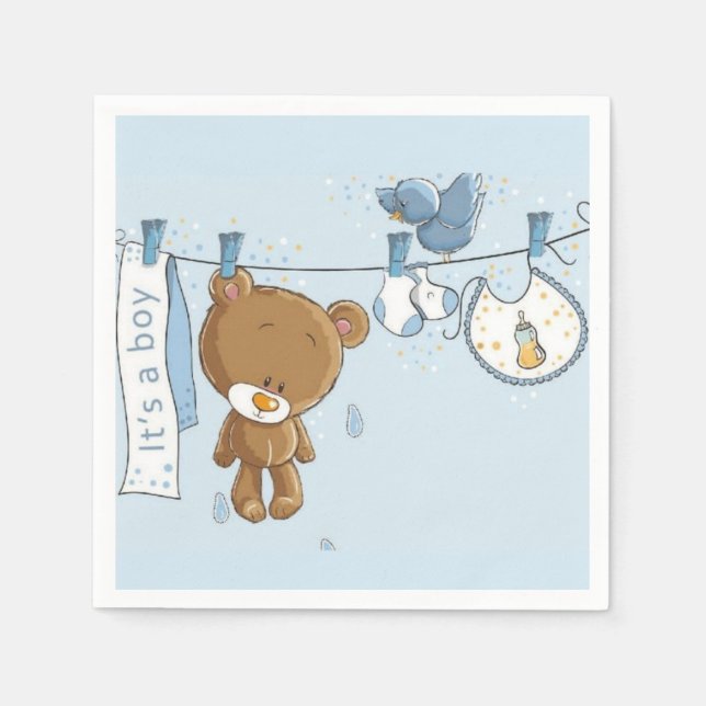 Baby Boy Teddy Bear  Napkin (Front)