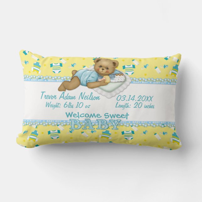 Baby Boy Teddy Bear Pillow 2 (Front)