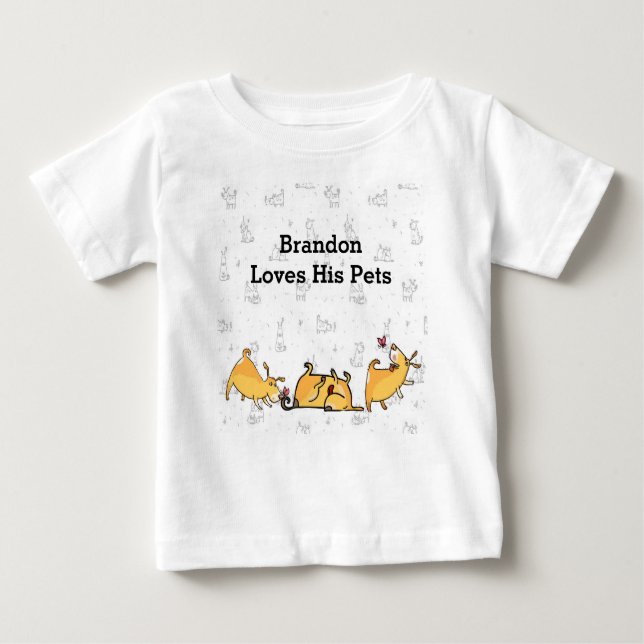 Baby Boy Tee Shirt with Cute Dogs (Front)