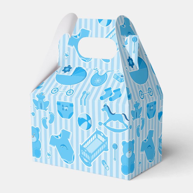 Baby Boy Things Pattern Blue  Favour Box (Front Side)