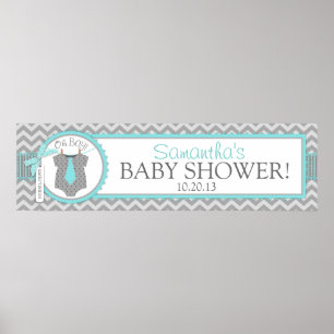Baby Boy Tie Chevron Print Baby Shower Banner