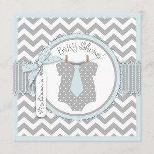 Baby Boy Tie Chevron Print Baby Shower Invitation